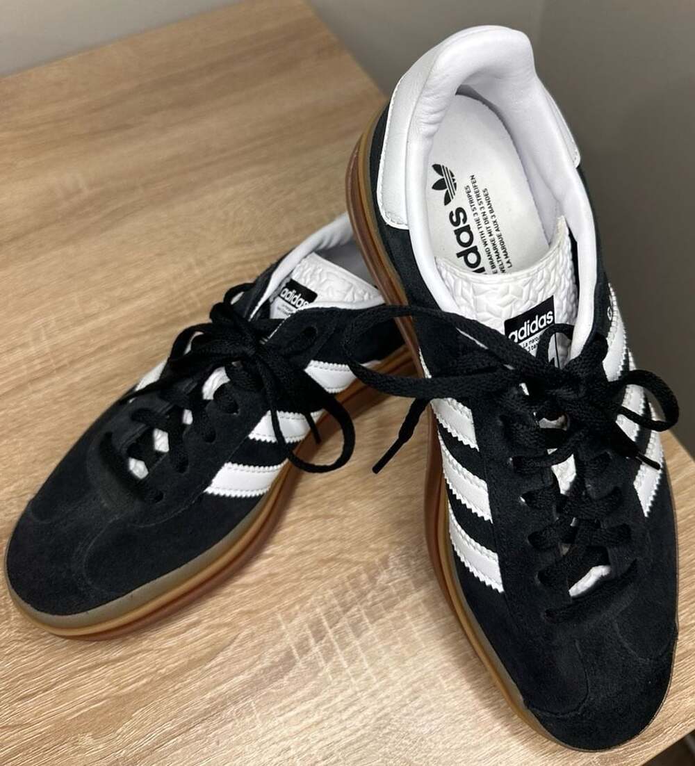 Adidas NWOT Originals Gazelle Bold W Black White Gum Platform Sneakers, Sz 8